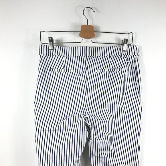 Jules Leopold Crop Pants Womens Medium Striped Navy Blue Pull On Stretch Ankle - Picture 7 of 10